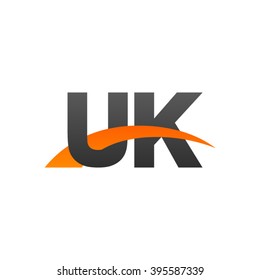 UK initial overlapping swoosh letter logo black orange