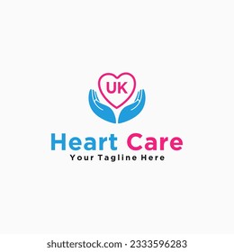 UK initials hand care icon business template logo vector