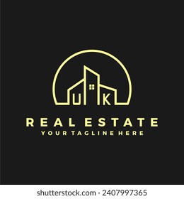 Iniciales del Reino Unido albergan el logotipo de la moderna empresa de construcción vector.eps