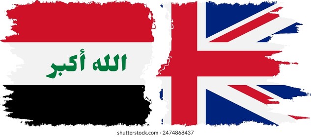 UK and Iraq grunge flags connection, vector