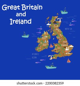 UK and Ireland map and attractions