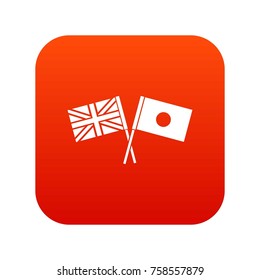 UK and Japan flags crossed icon digital red for any design isolated on white vector illustration