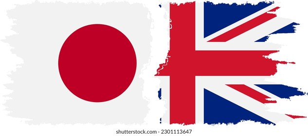 UK and Japan grunge flags connection, vector