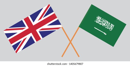 The UK and the Kingdom of Saudi Arabia. British and KSA flags