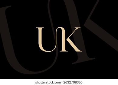 UK or KU letter logo icon design. Classic style luxury initials monogram.