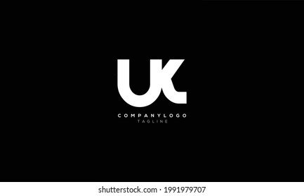 UK KU U AND K Abstract initial monogram letter alphabet logo design