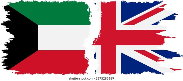 UK and Kuwait grunge flags connection, vector svg
