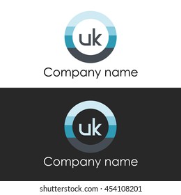 UK letter circle shape icon logo white blue