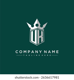 UK letter monogram initial logo for shield and crown design