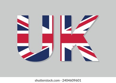 UK letters in british flag colors, vector design element