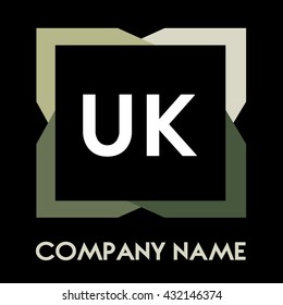 UK letters business logo creative  icon design template elements in abstract background logo, design identity in square with four colors, modern alphabet letters