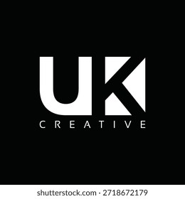 UK letters Logo with negative space design. Letter with geometric typography. Creative Vector Illustration with letters.