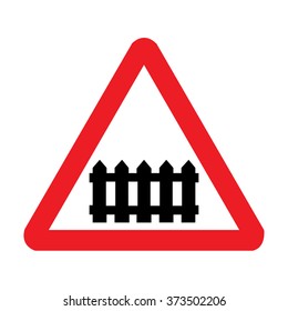 UK Level Crossing with Barrier Ahead Sign