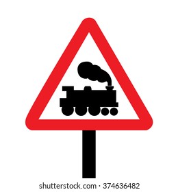 UK Level Crossing Without Barrier Ahead Sign