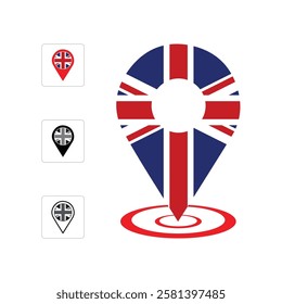 UK location Icon free vector illustration, United Kingdom map pin icon