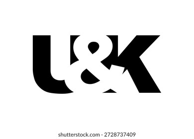 UK logo design in bold style. Black white identity symbol. Modern typography emblem. Corporate branding icon. Minimal business template.