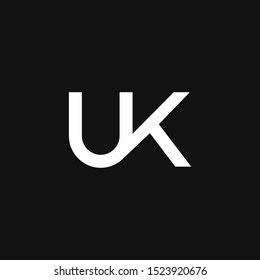 UK Logo Letter Initial Logo Designs Template with white and Black Background