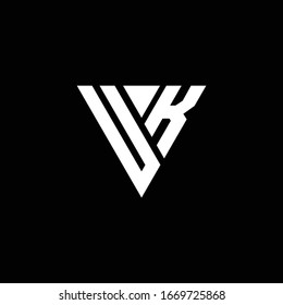 UK Logo letter monogram with triangle shape design template isolated on black background