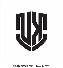 UK Logo monogram with emblem shield shape design isolated on white background