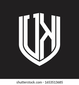 UK Logo monogram with emblem shield design isolated on black background