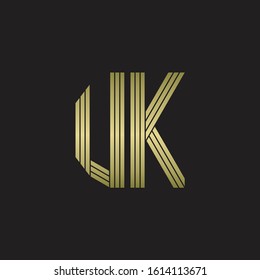 UK Logo monogram outline style linked isolated with gold colors