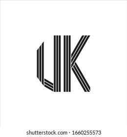 UK Logo monogram outline style linked isolated on white background