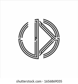 UK Logo monogram triple ribbon style line design template isolated on white background