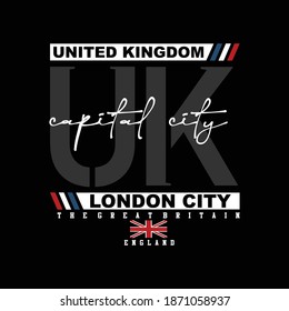 Uk, London Capital City Stylish Typography T shirt Stock Vector 