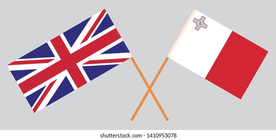 The UK and Malta. British and Maltese flags