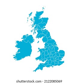 UK map in blue color and white background