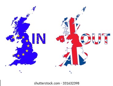 UK Map. UK and EU flags. UK leaving EU with the Brexit