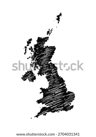 UK map hand drawn Sketch Scribble background vector. United Kingdom Freehand Sketch map, vintage hand drawn map.