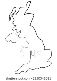 UK Map in One Line Art Drawing