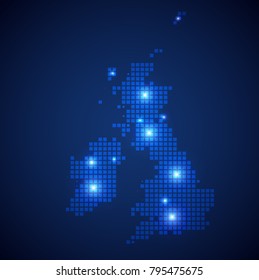 UK map page symbol for your web site design UK map logo, app, UI. Wire frame 3D mesh polygonal network line, design sphere, dot and structure. UK map.vector illustration eps 10