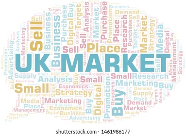 Uk Market word cloud. Vector made with text only