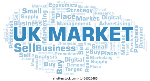 Uk Market word cloud. Vector made with text only