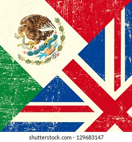 Bandera gruesa del Reino Unido y México