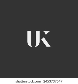 UK monogram fashion logo with stencil letters style. U and K logo.