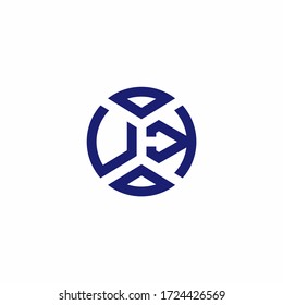 Logo de monograma del Reino Unido con formas abstractas en plantilla de diseño de estilo moderno
