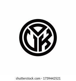 Logo de monograma del Reino Unido con plantilla de diseño de contorno de círculo aislado en fondo blanco