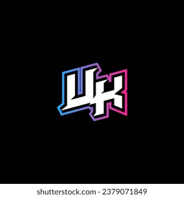 UK monogram logo design with abstract shape concept in vector