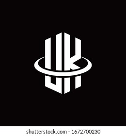 Logotipo del monograma del Reino Unido en forma de hexágono y rodeado de un anillo