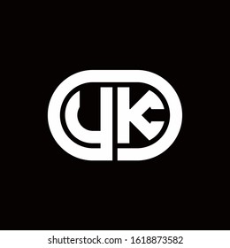 UK monogram logo with an oval style on a black background