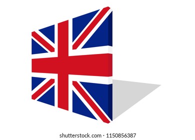 UK national flag in 3d perspective with transporent shadow.