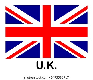 U.K. national flag. Banner, state symbol, flagpole.