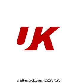 UK negative space letter logo red