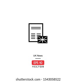 UK news vector icon, with line style illustration of a newspaper, isolated on white background. EPS10 - Vector
