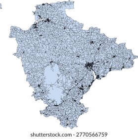 UK Non-metropolitan County or Shire County Devon Boundary and Road Vector