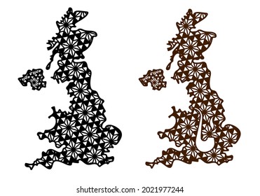 UK outline with smoking pipe and decorative geometric pattern. Cut and Sublimation File