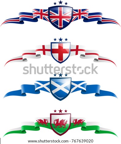 UK Patriotic Banner Set. Vector graphic banners and shields representing the United Kingdom